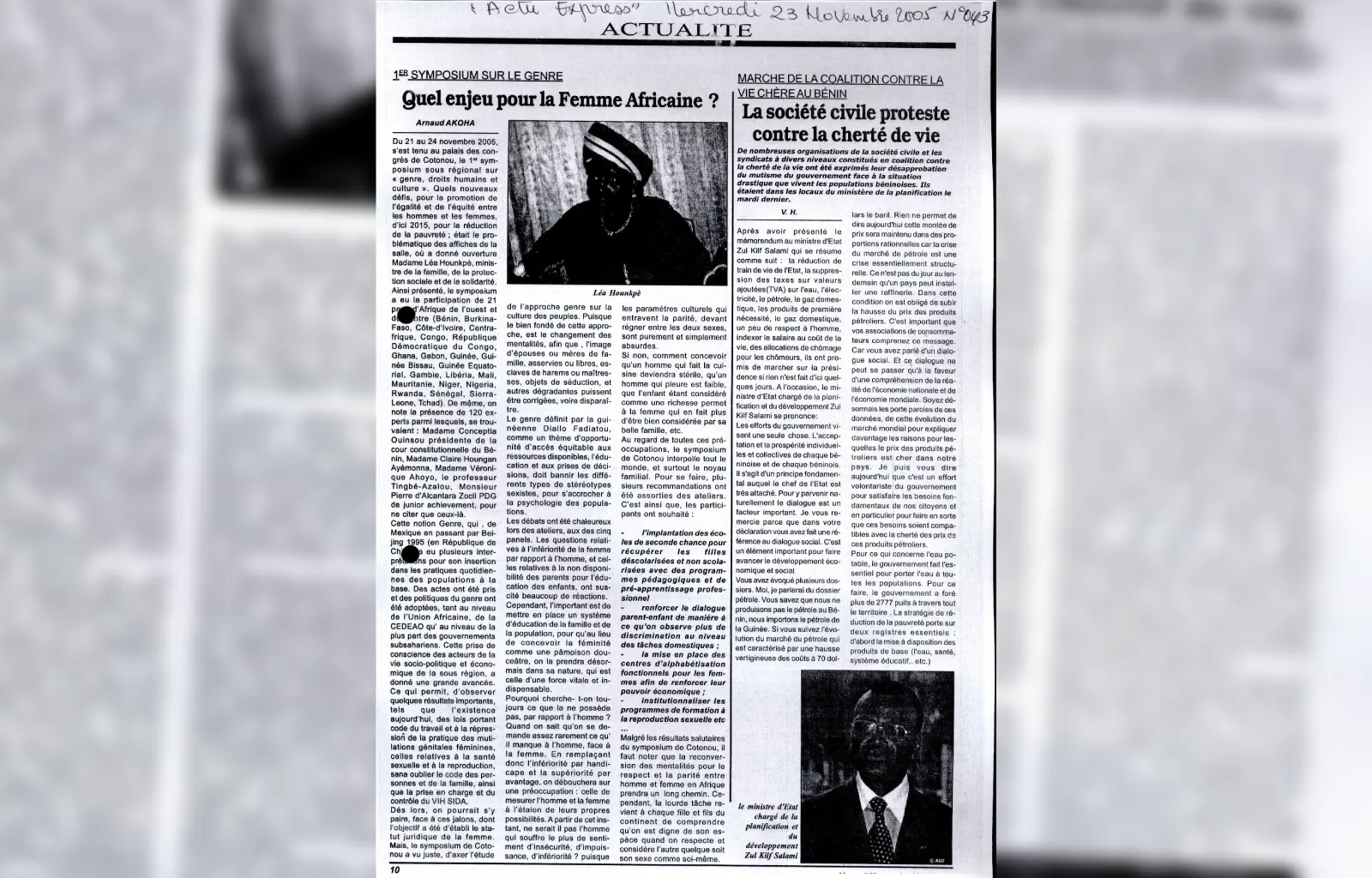 Actu express n043 du mercredi 23 novembre 2005