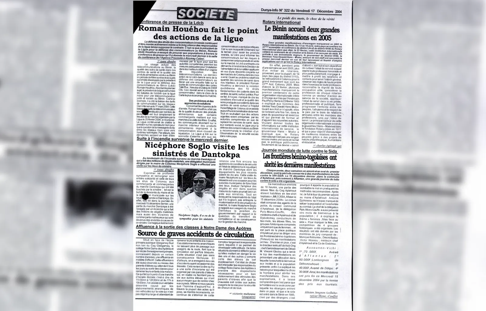 Dunya info n322 du vendredi 17 decembre 2004 2e partie