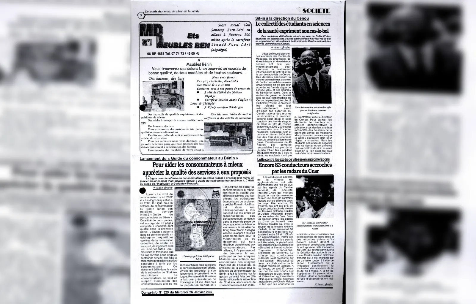 Dunya info n329 du mercredi 26 janvier 2005