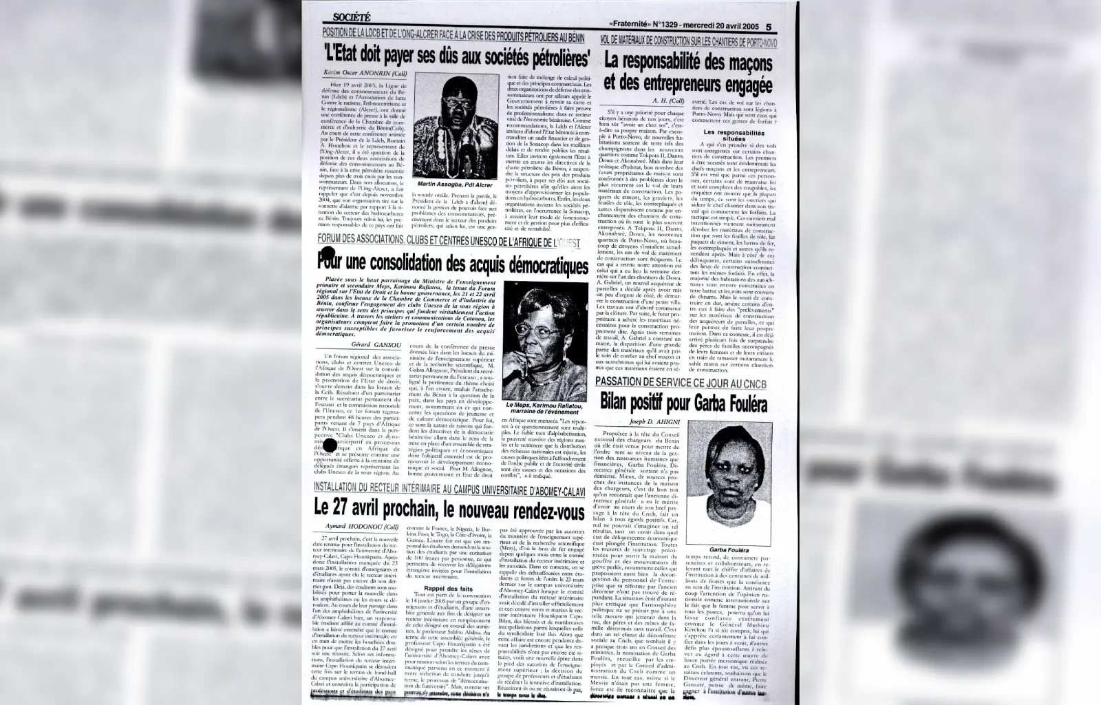 Fraternite n1329 du mercredi 20 avril 2005