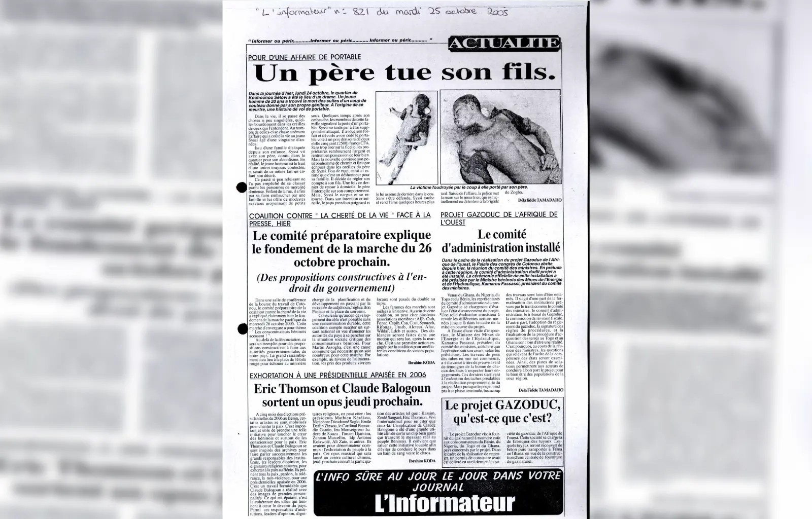 L informateur n821 du mardi 25 octobre 2005