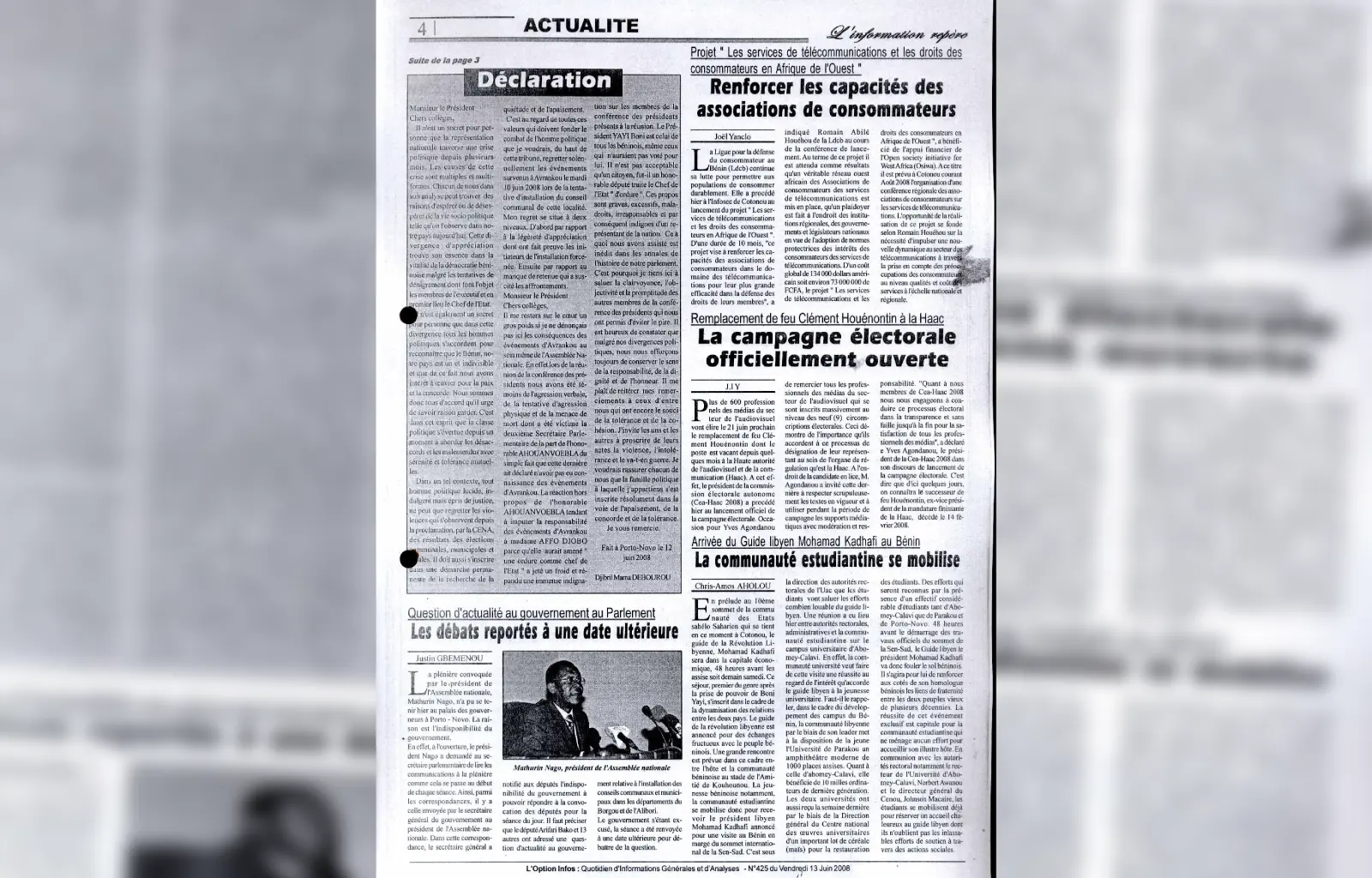 L option infos n425 du 13 juin 2008