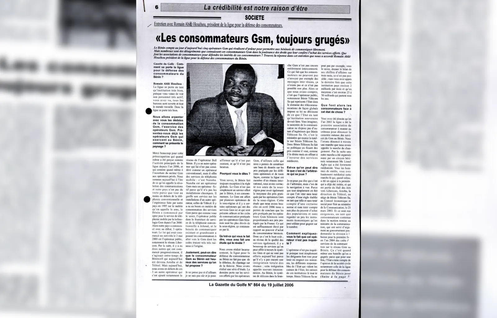 La gazette du golfe n864 du 19 juillet 2006