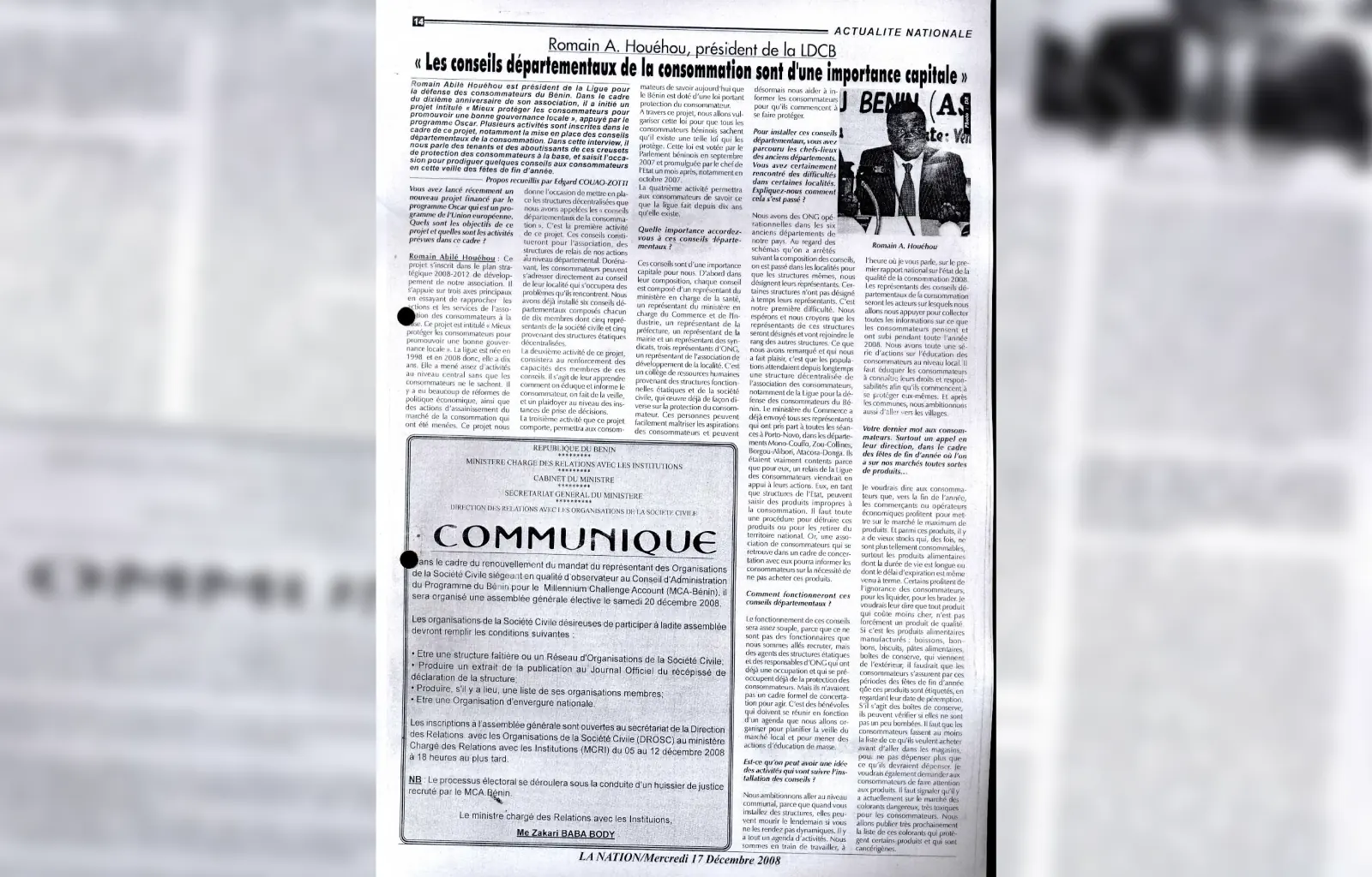 La nation du 17 decembre 2008