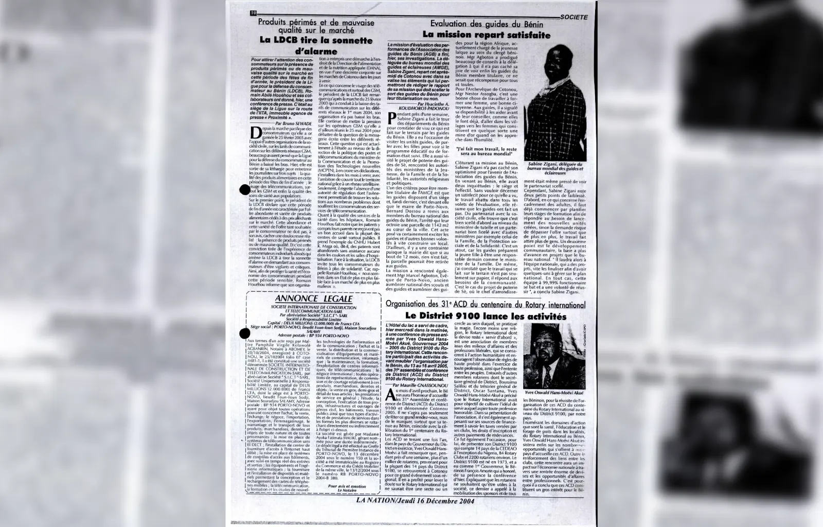 La nation du jeudi 16 decembre 2004