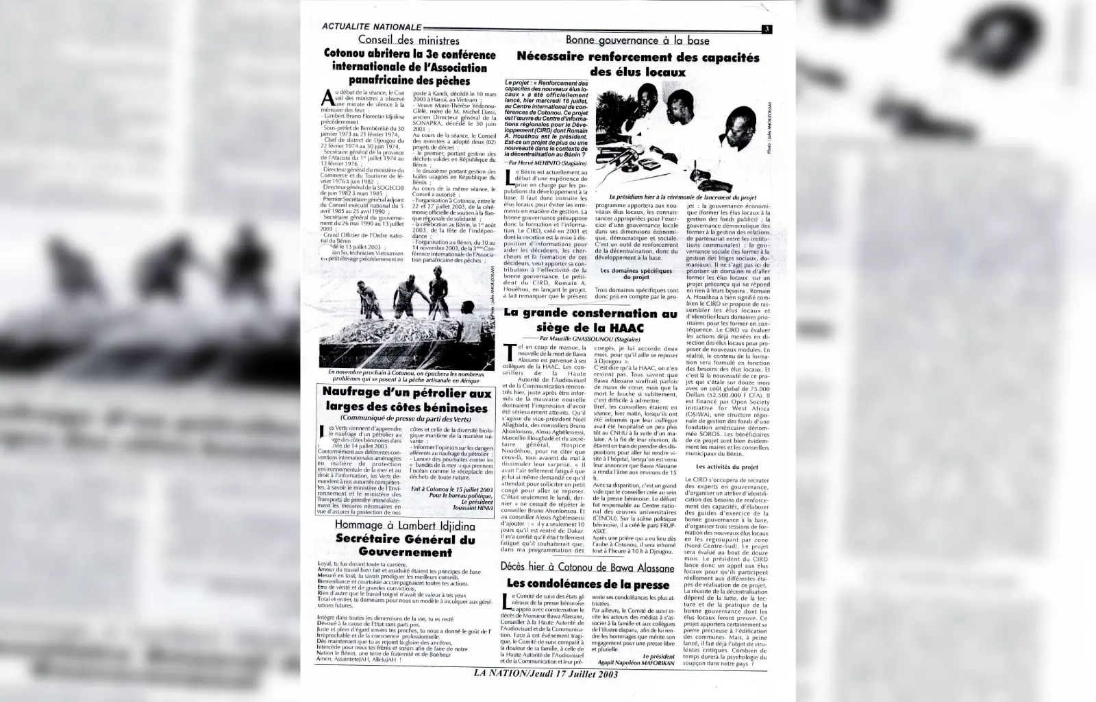 La nation du jeudi 17 juillet 2003