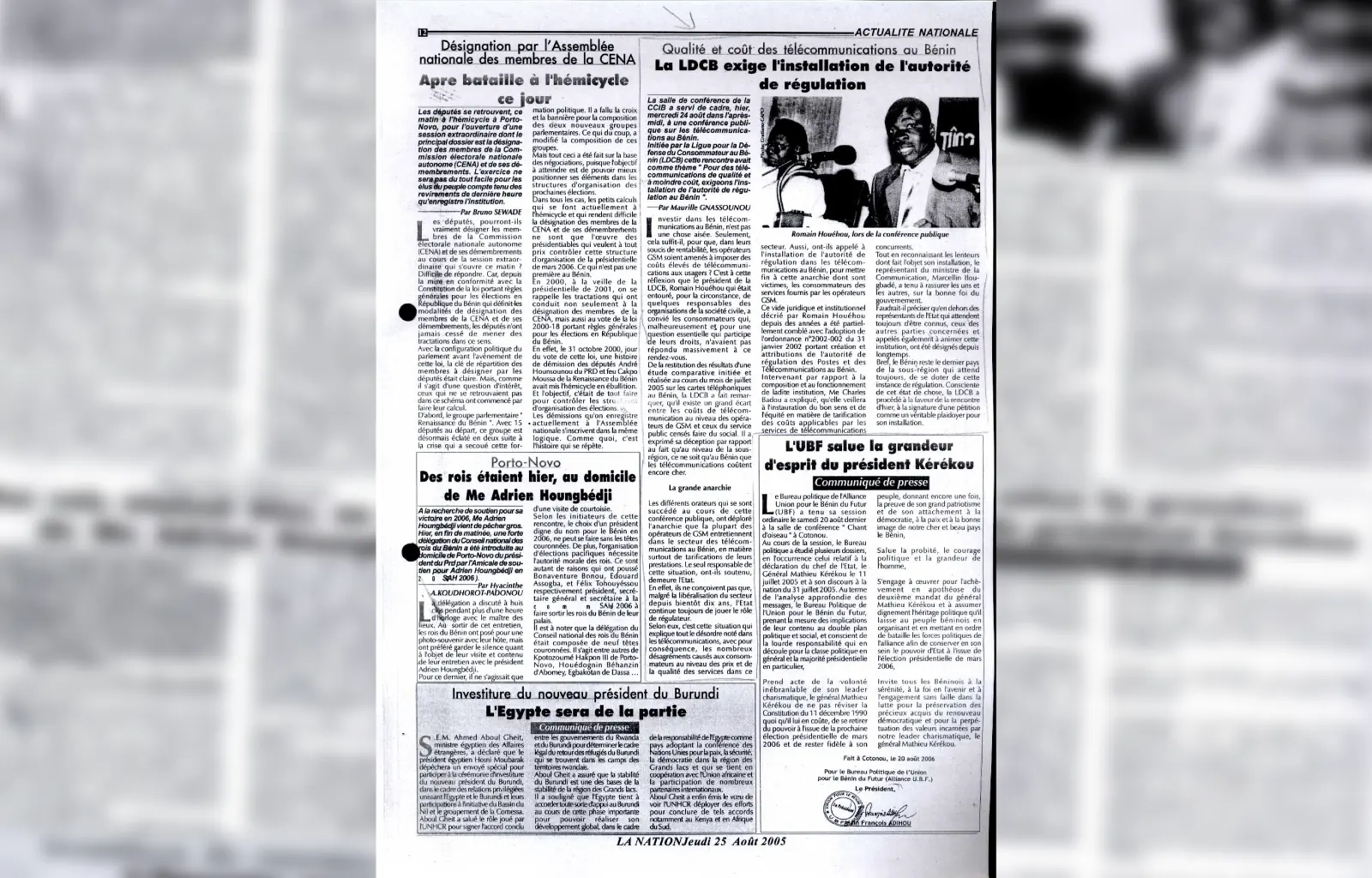 La nation du jeudi 25 aout 2005