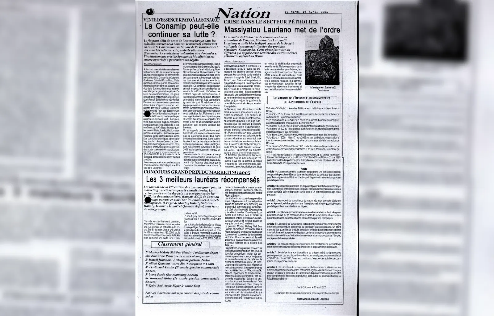 La nation du mardi 19 avril 2005