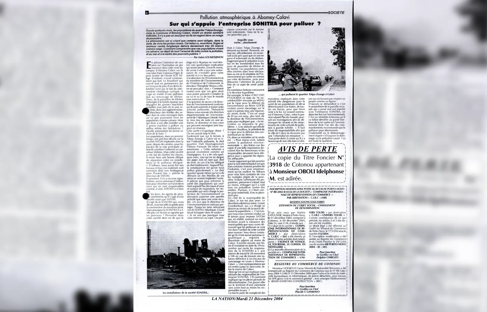 La nation du mardi 21 decembre 2004