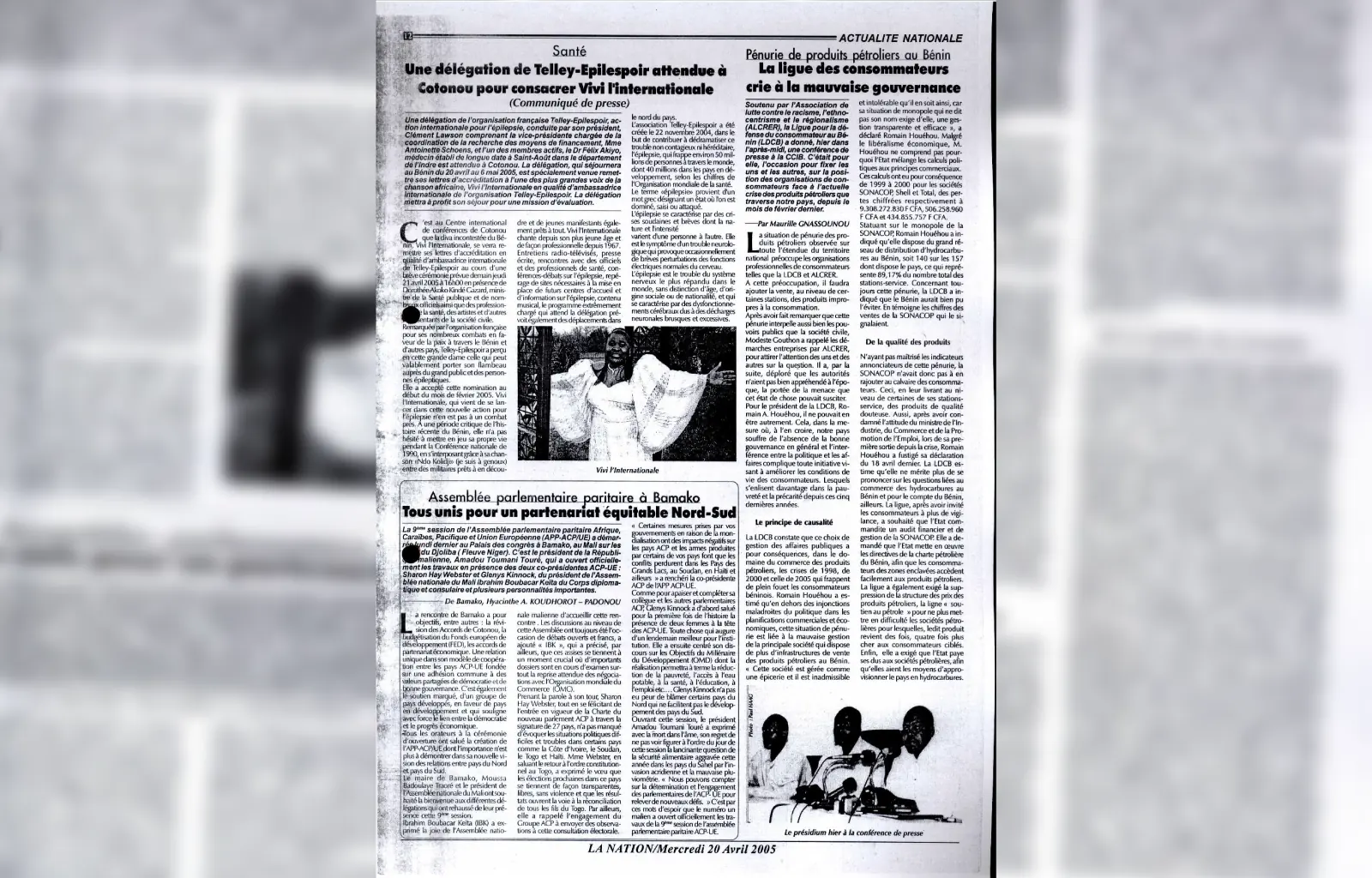 La nation du mercredi 20 avril 2005