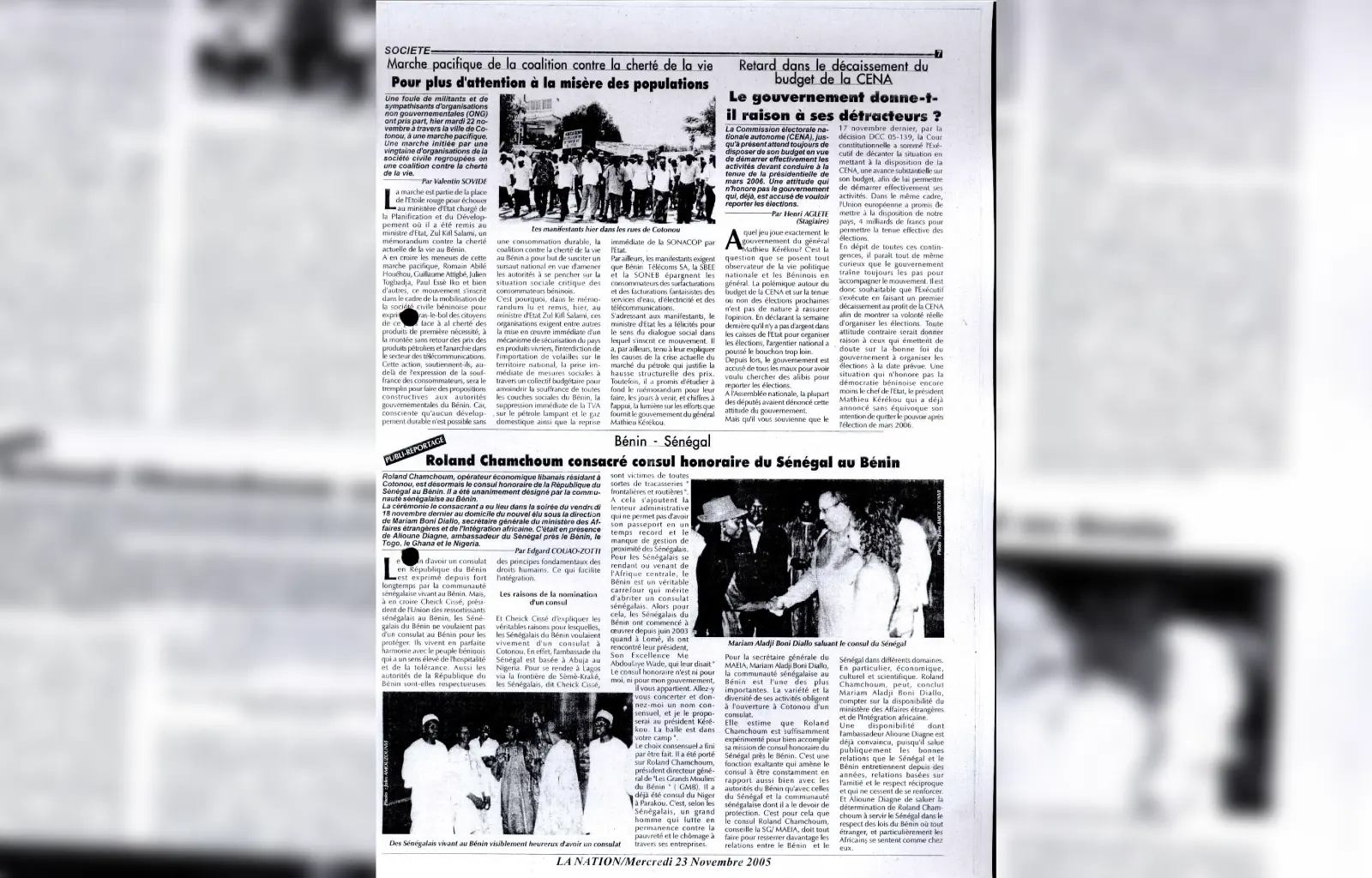 La nation du mercredi 23 novembre 2005