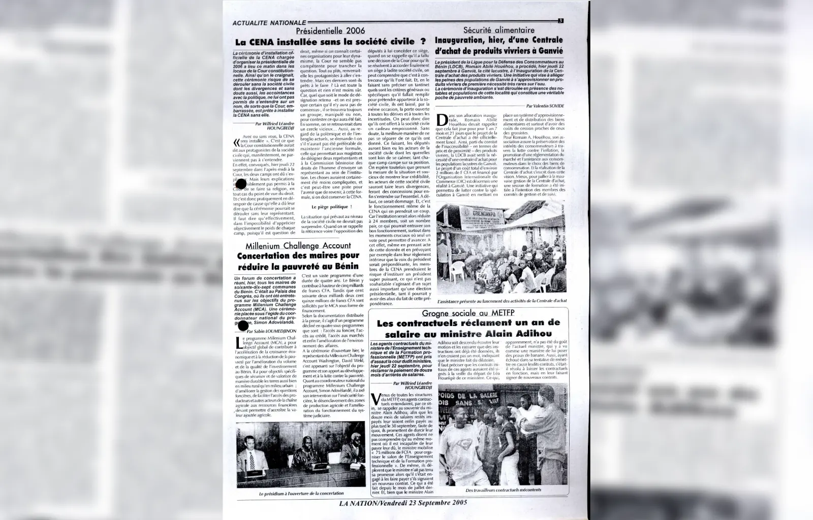 La nation du vendredi 23 septembre 2005