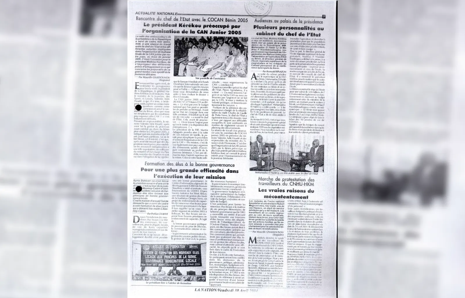 La nation du vendredi 30 avril 2004