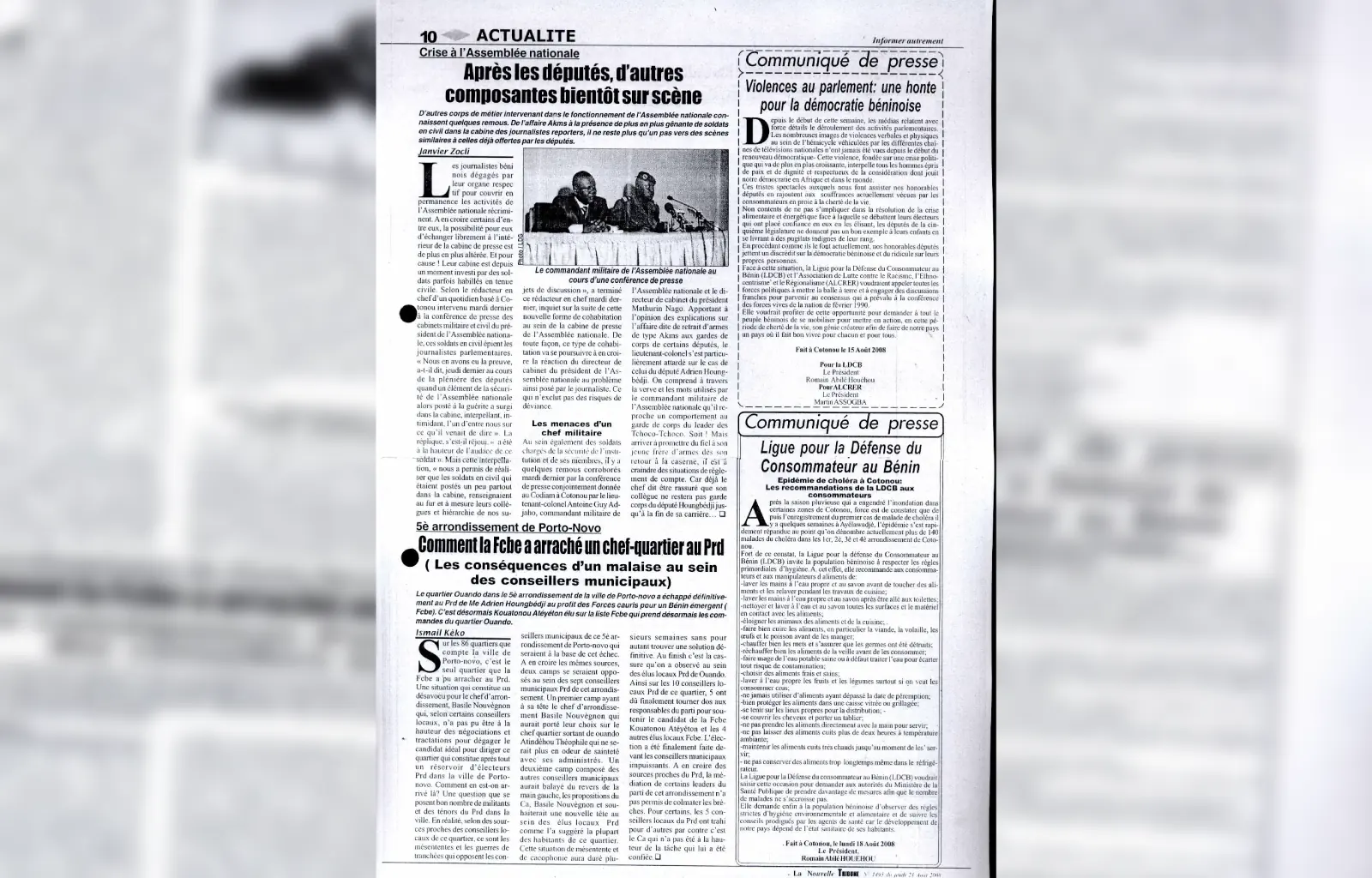 La nouvelle tribune n1495 du 21 aout 2008