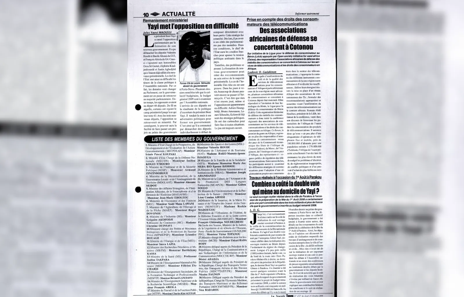 La nouvelle tribune n1537 du 23 octobre 2008