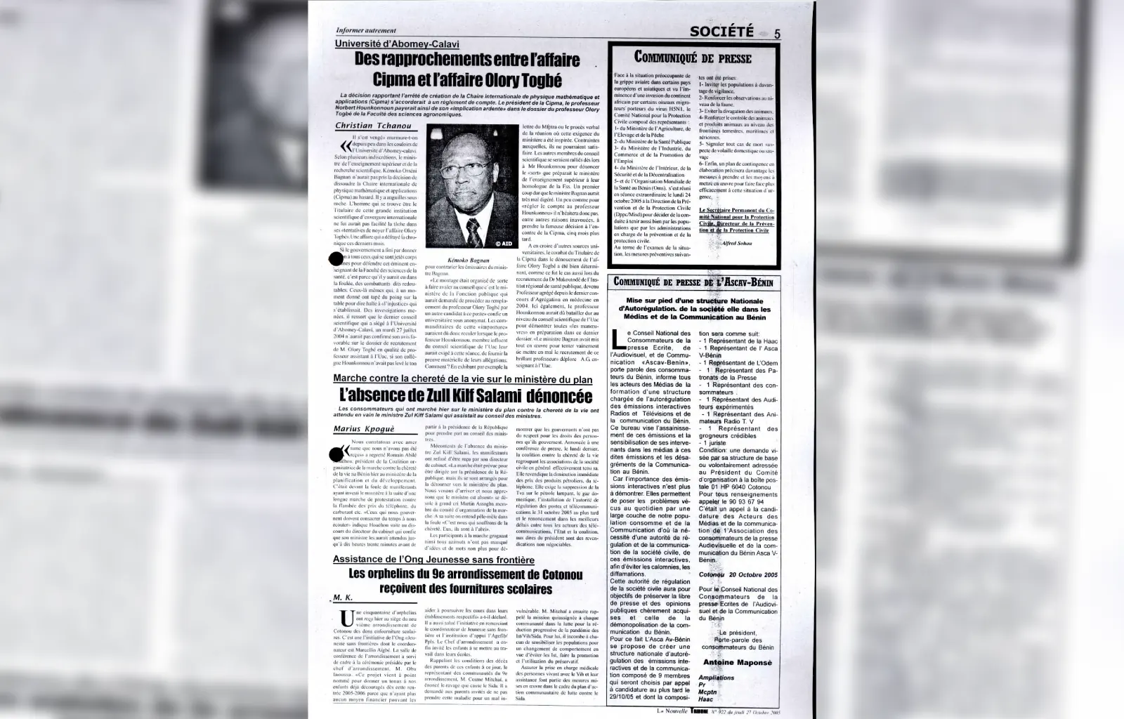 La nouvelle tribune n922 du jeudi 27 octobre 2005
