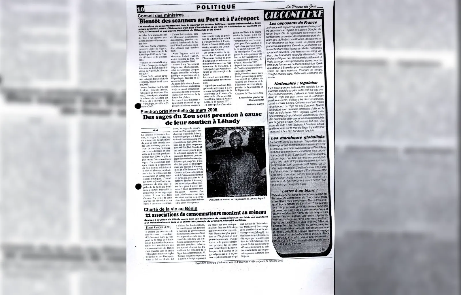 La presse du jour n024 du jeudi 27 octobre 2005