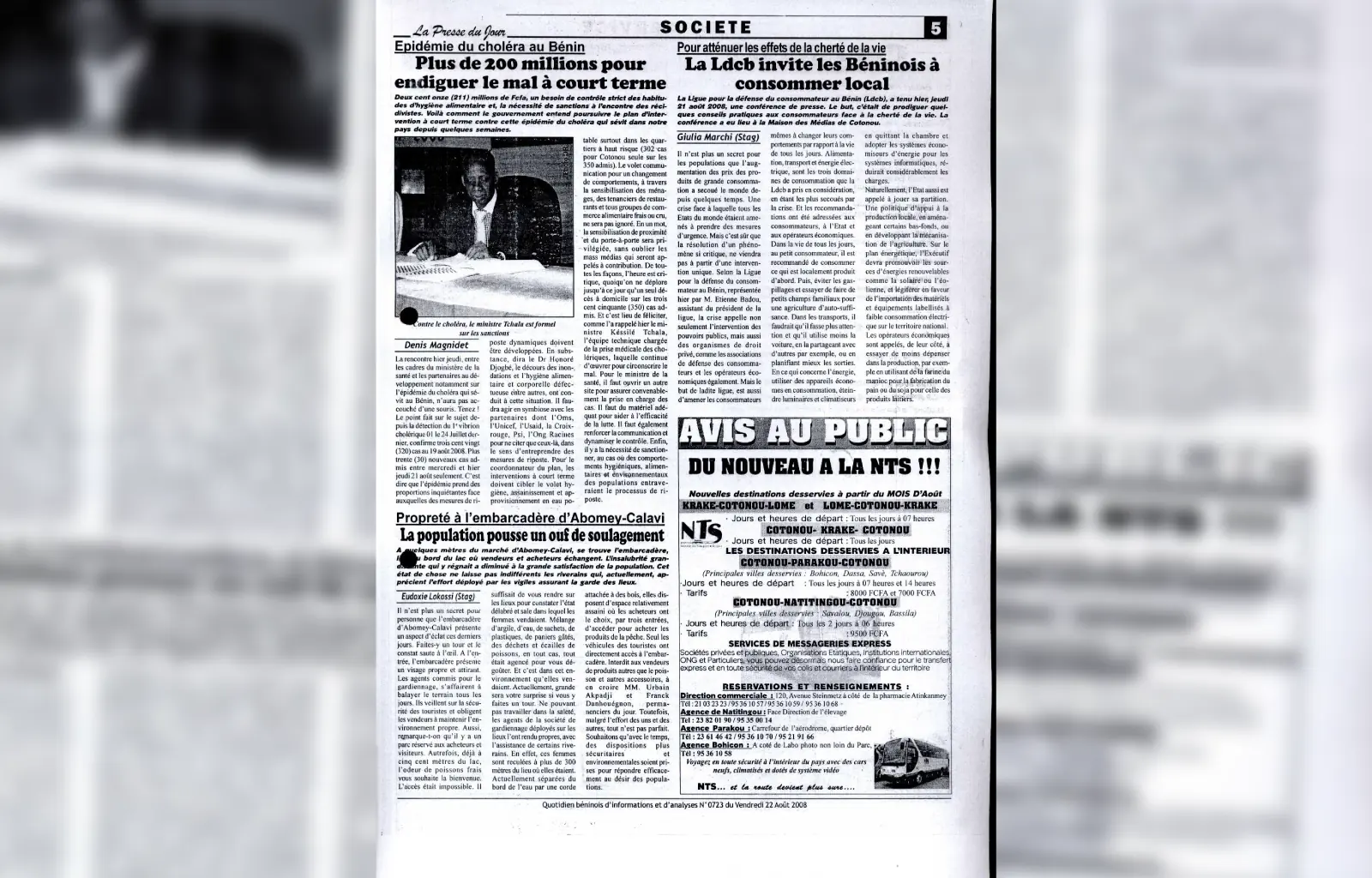 La presse du jour n0723 du 22 aout 2008