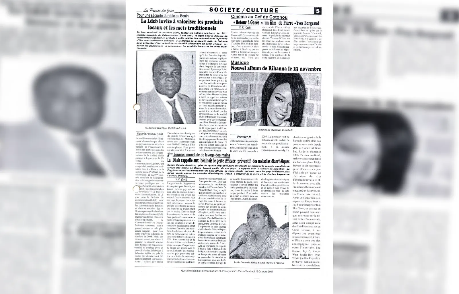 La presse du jour n1004 du vendredi 16 octobre 2009
