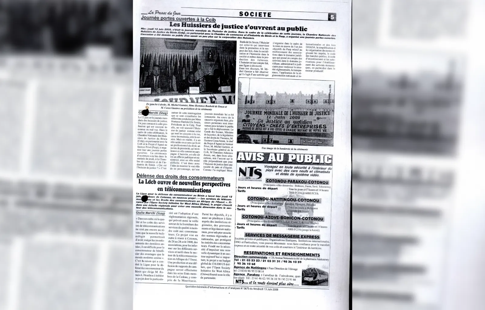 La presse du jour n675 du 13 juin 2008