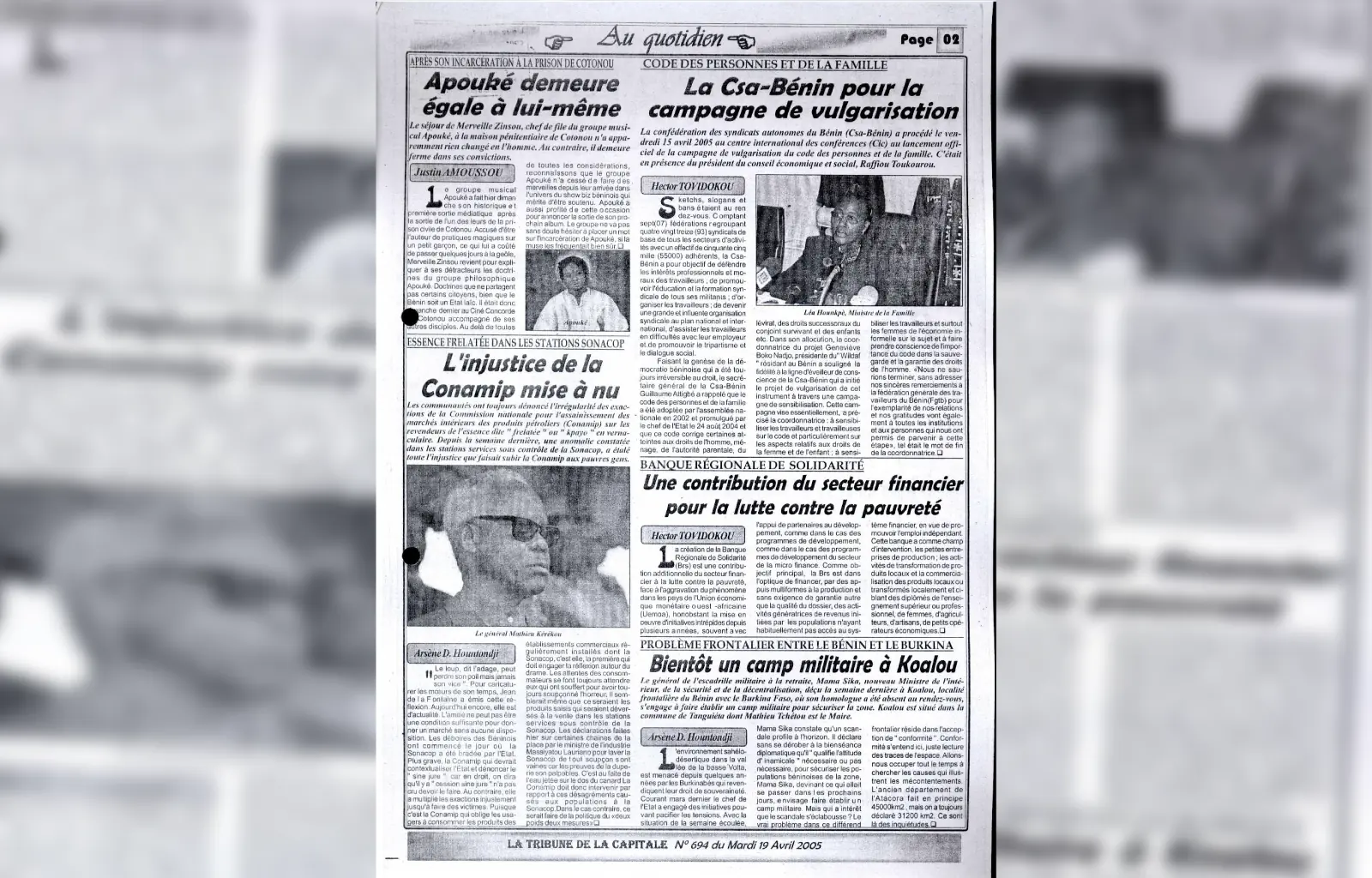 La tribune de la capitale n694 du mardi 19 avril 2005