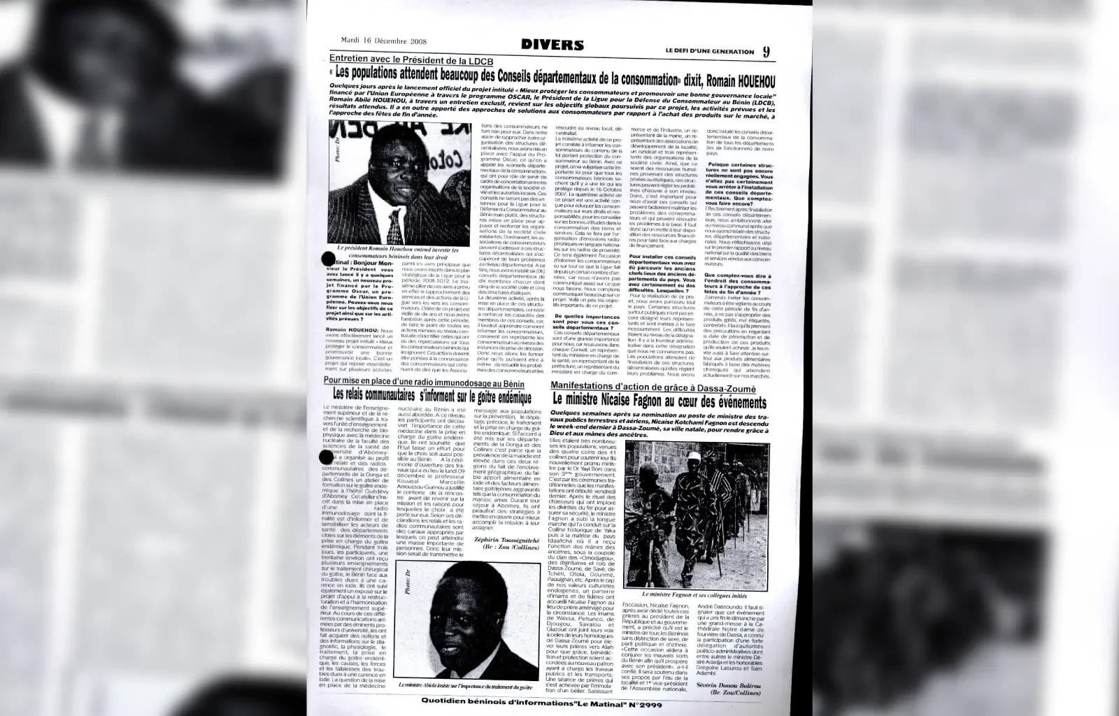Le matinal n2999 du 16 decembre 2008