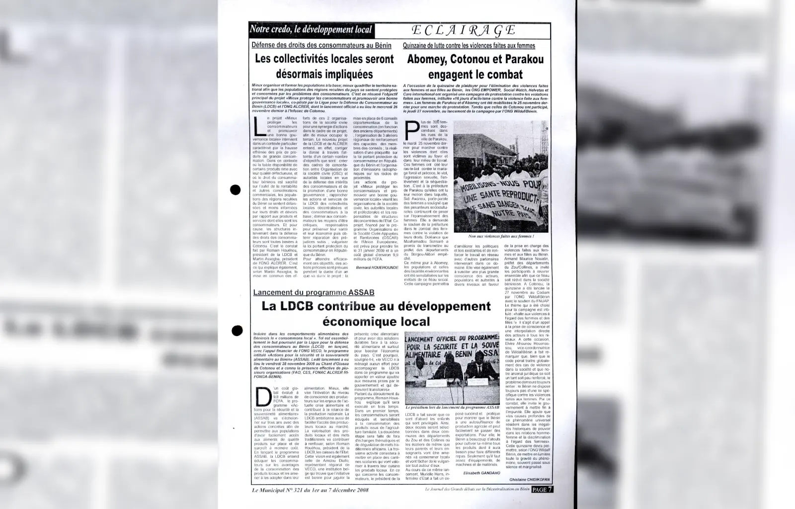 Le municipal n321 du 1er au 07 decembre 2008