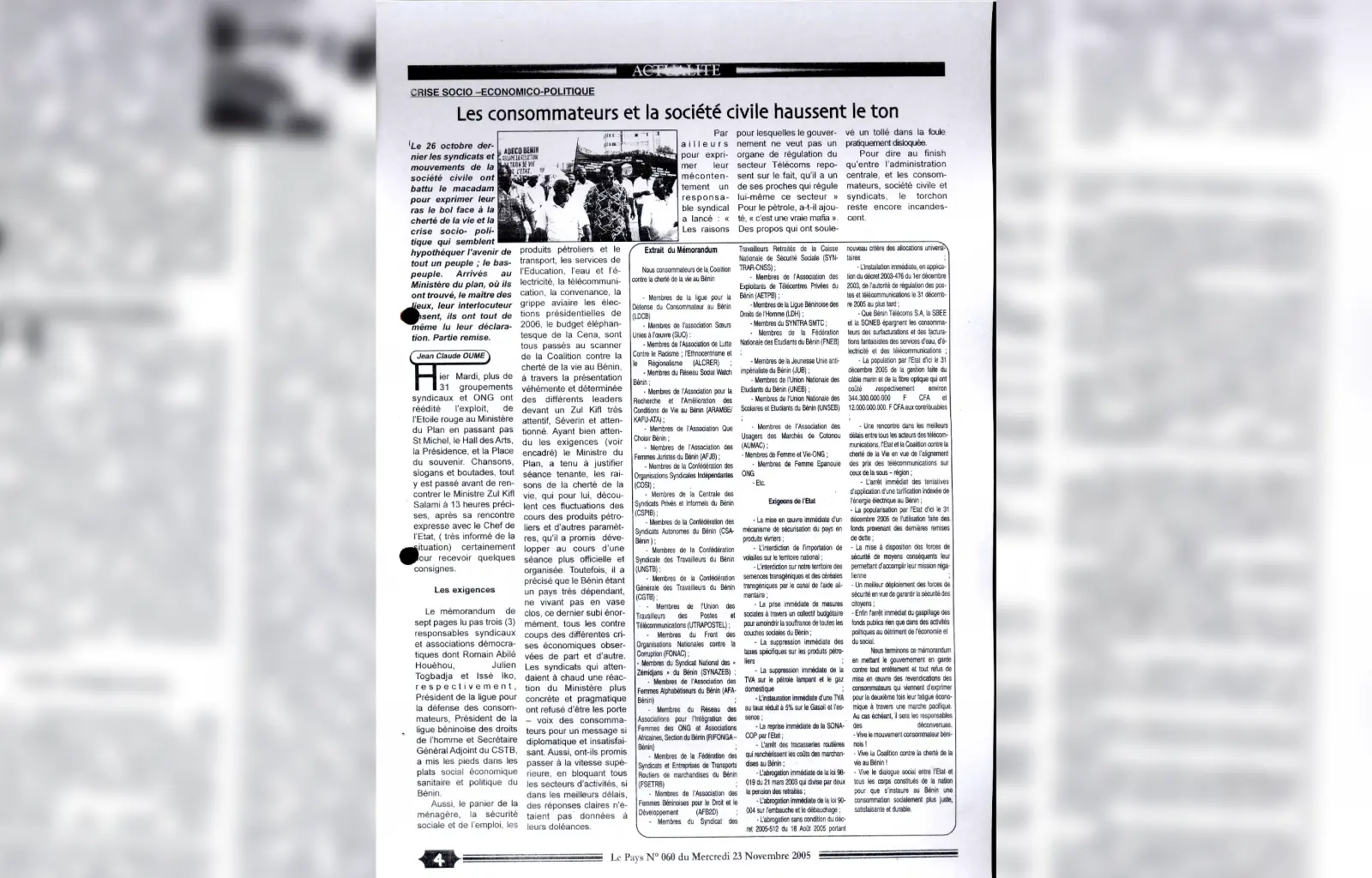 Le pays n060 du mercredi 23 novembre 2005