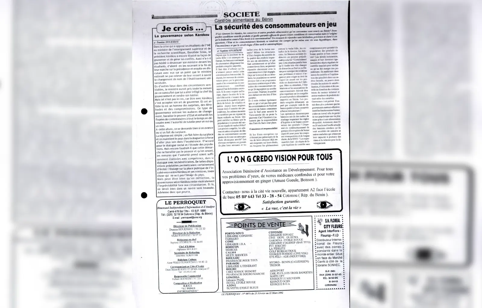 Le perroquet n074 du 25 fevrier au 11 mars 2002