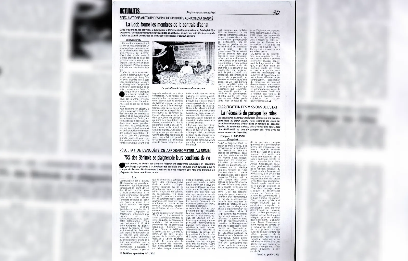 Le point au quotidien n1828 du lundi 11 juillet 2005