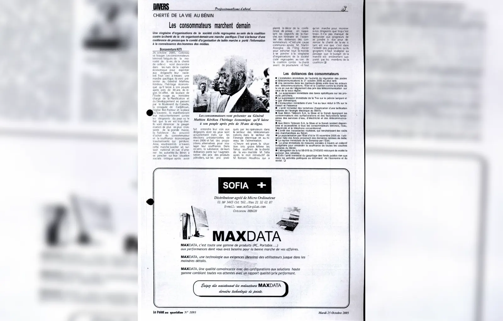 Le point au quotidien n1895 du mardi 25 octobre 2005
