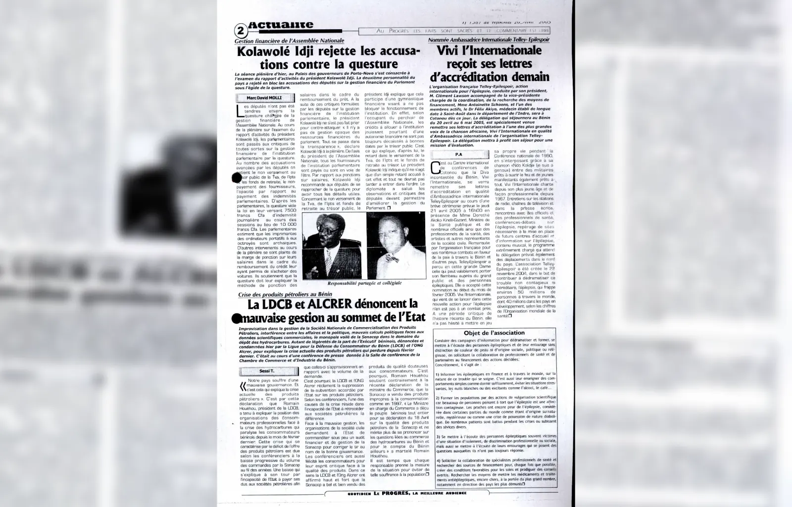 Le progres du mercredi 20 avril 2005