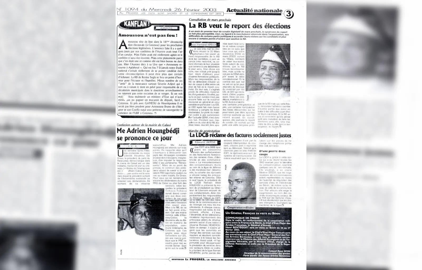 Le progres n1094 du mercredi 26 fevrier 2003