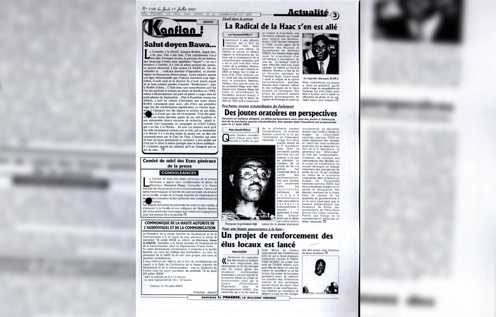 Le progres n1189 du jeudi 17 juillet 2003