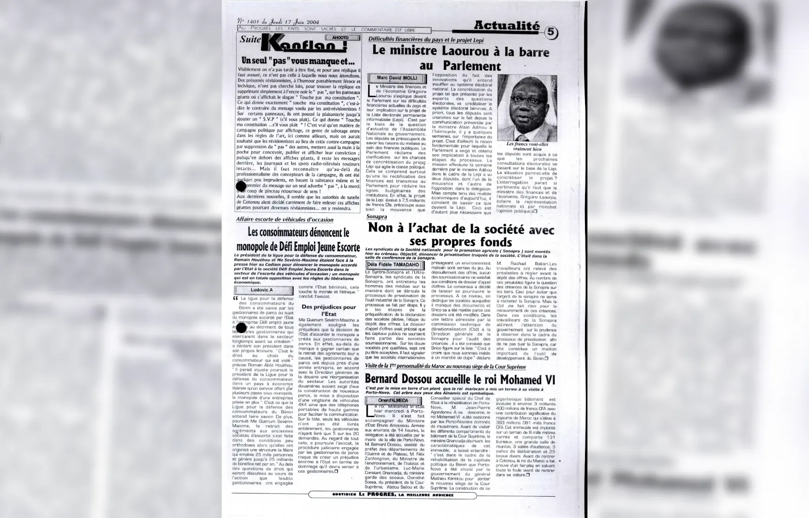 Le progres n1401 du jeudi 17 juin 2004