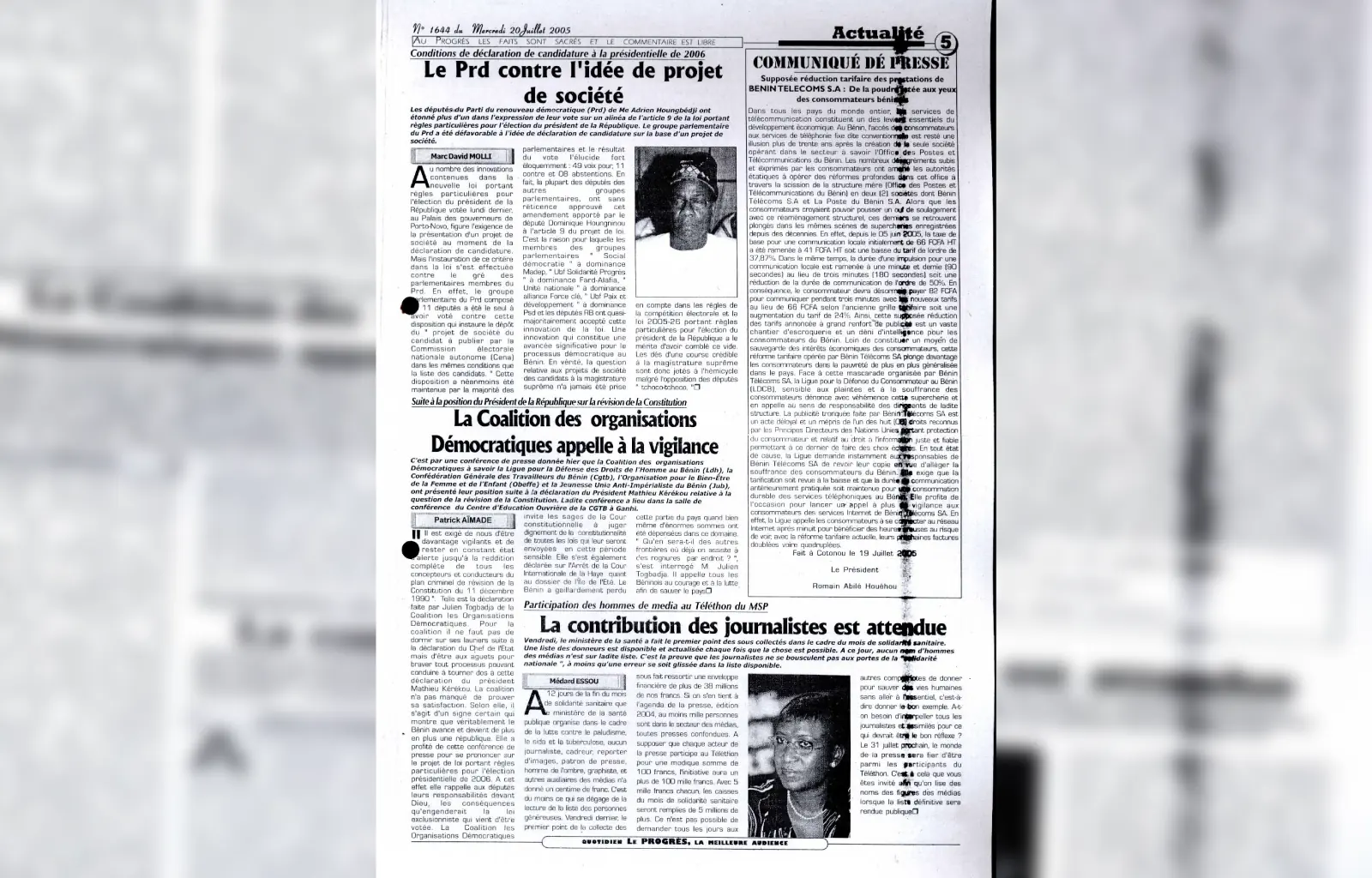 Le progres n1644 du mercredi 20 juillet 2005