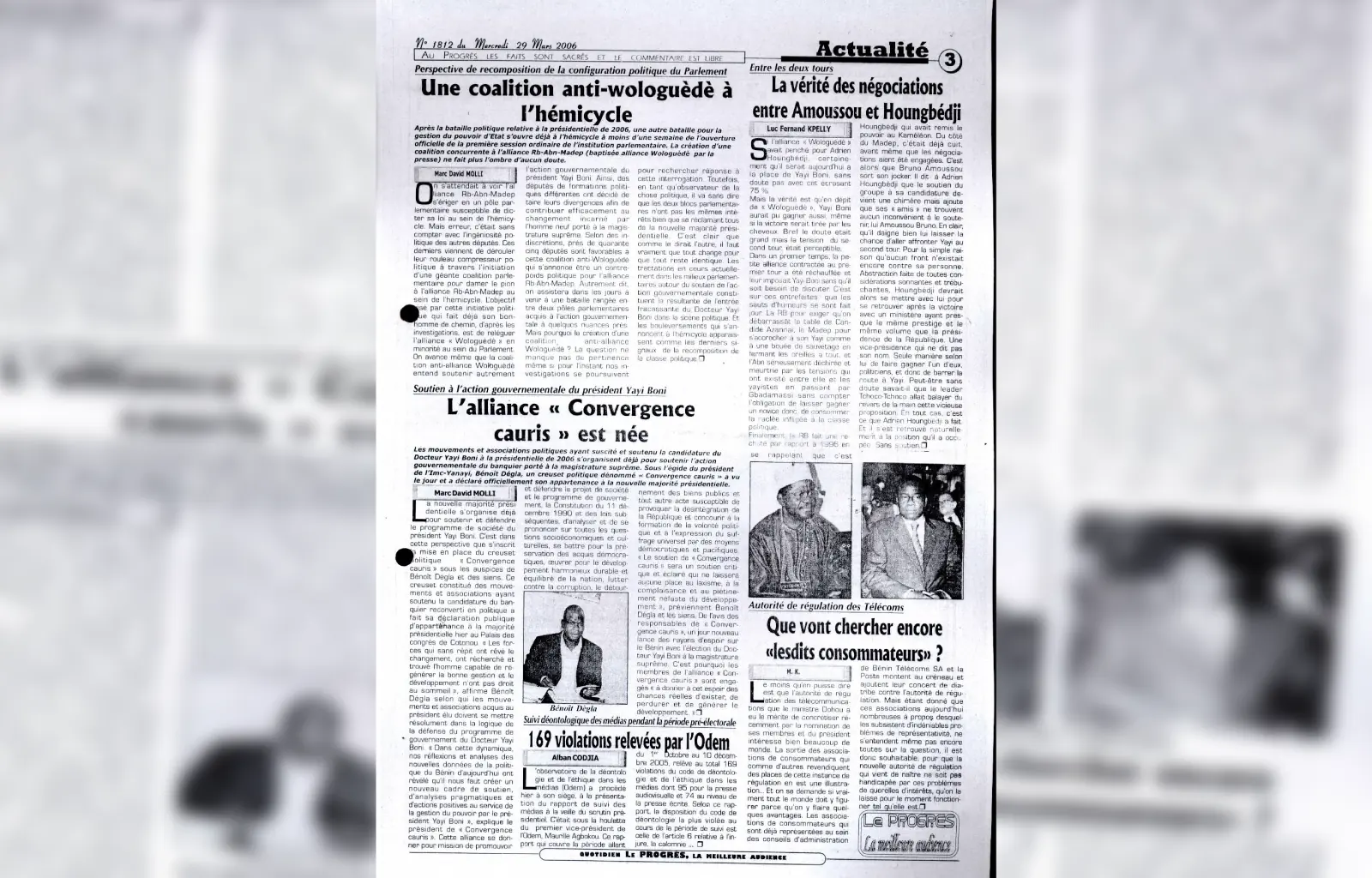 Le progres n1812 du mercredi 29 mars 2006