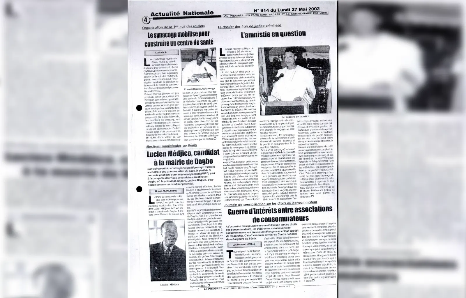 Le progres n914 du lundi 27 mai 2002