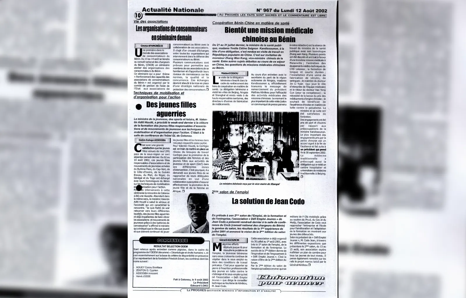 Le progres n967 du lundi 12 aout 2002