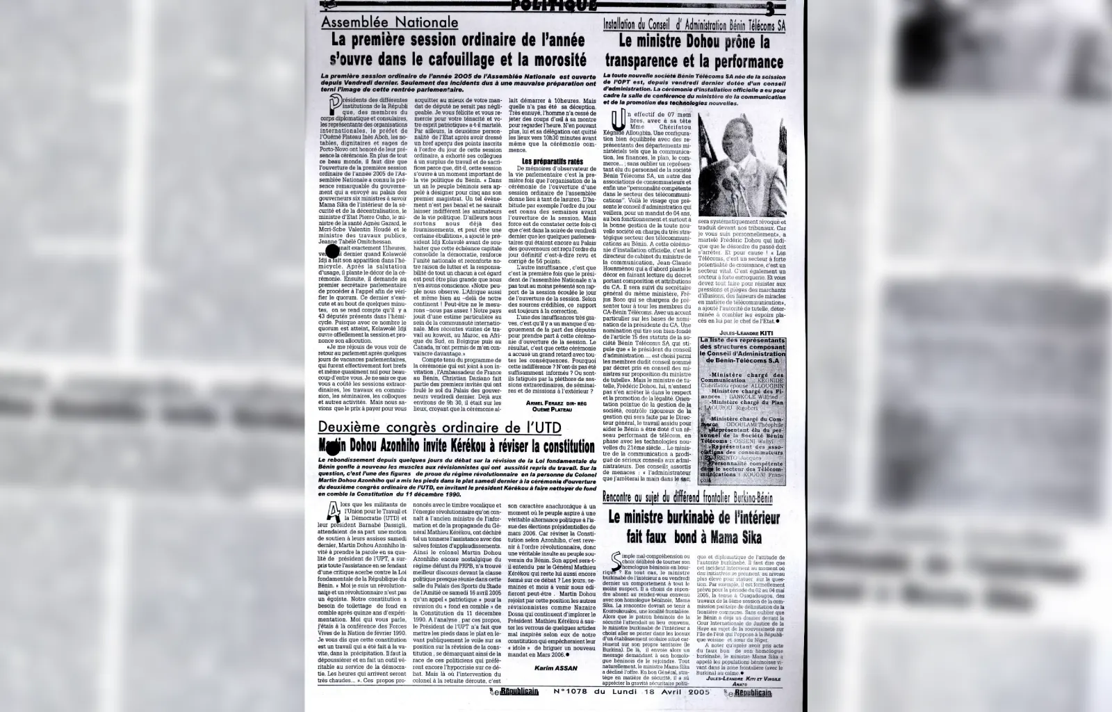 Le republicain n1078 du lundi 18 avril 2005