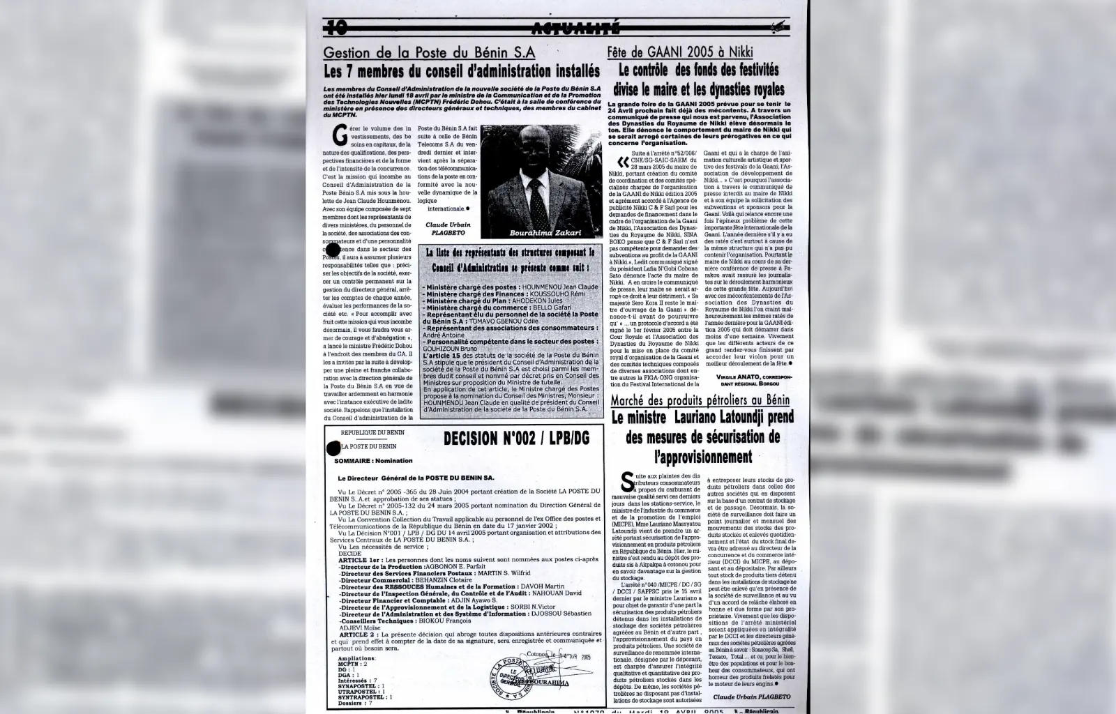 Le republicain n1079 du mardi 19 avril 2005