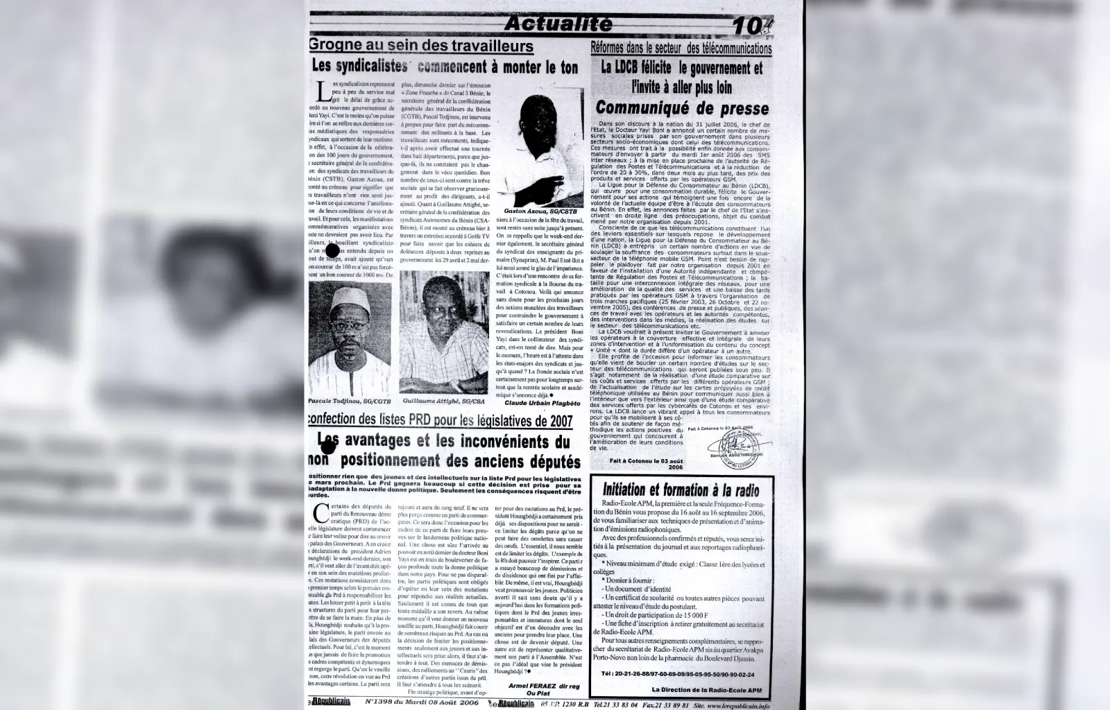 Le republicain n1398 du mardi 08 aout 2006
