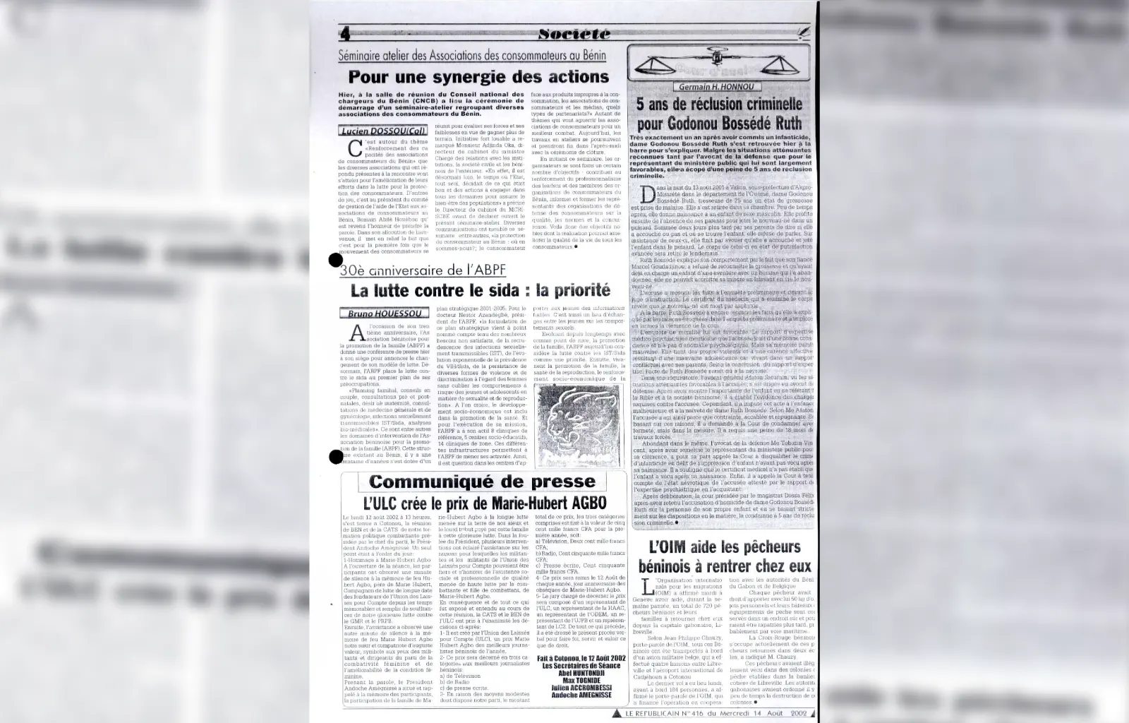 Le republicain n416 du mercredi 14 aout 2002
