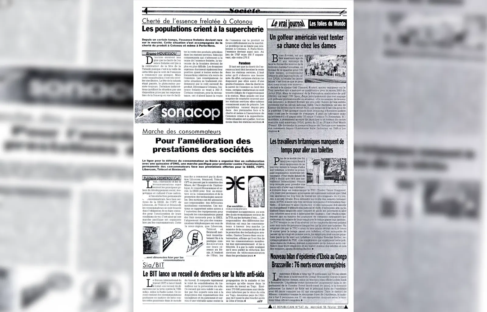 Le republicain n547 du mercredi 26 fevrier 2003