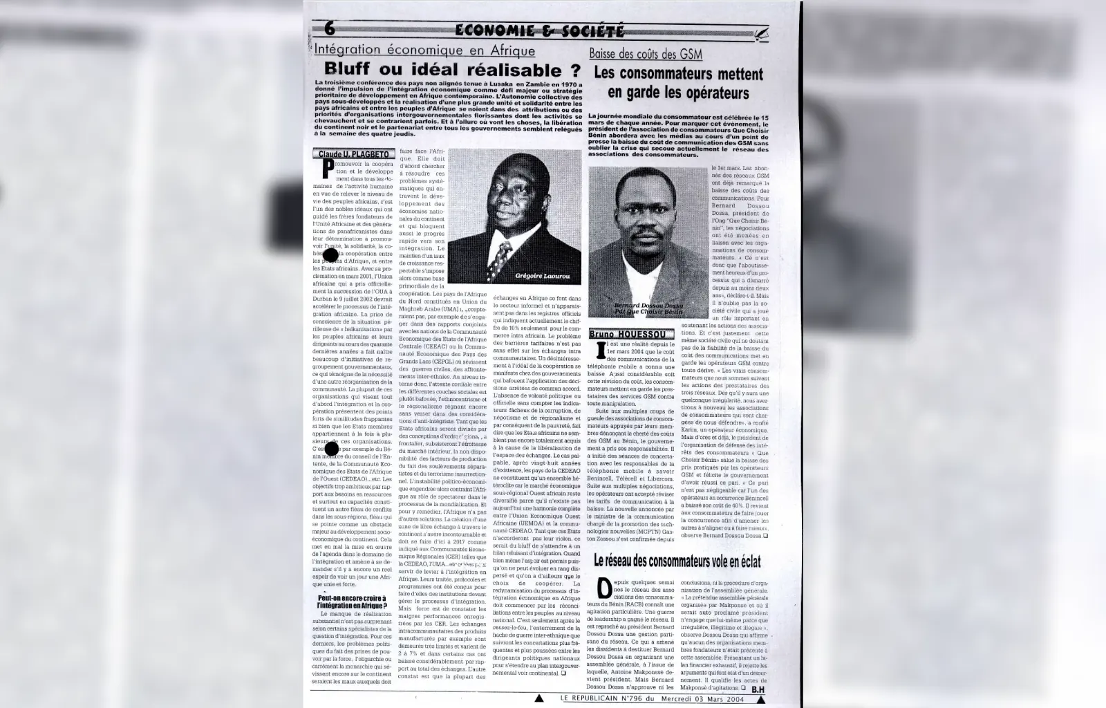 Le republicain n796 du mercredi 03 mars 2004