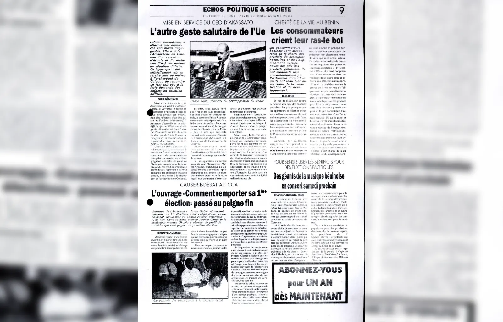 Les echos du jour n2248 du jeudi 27 octobre 2005