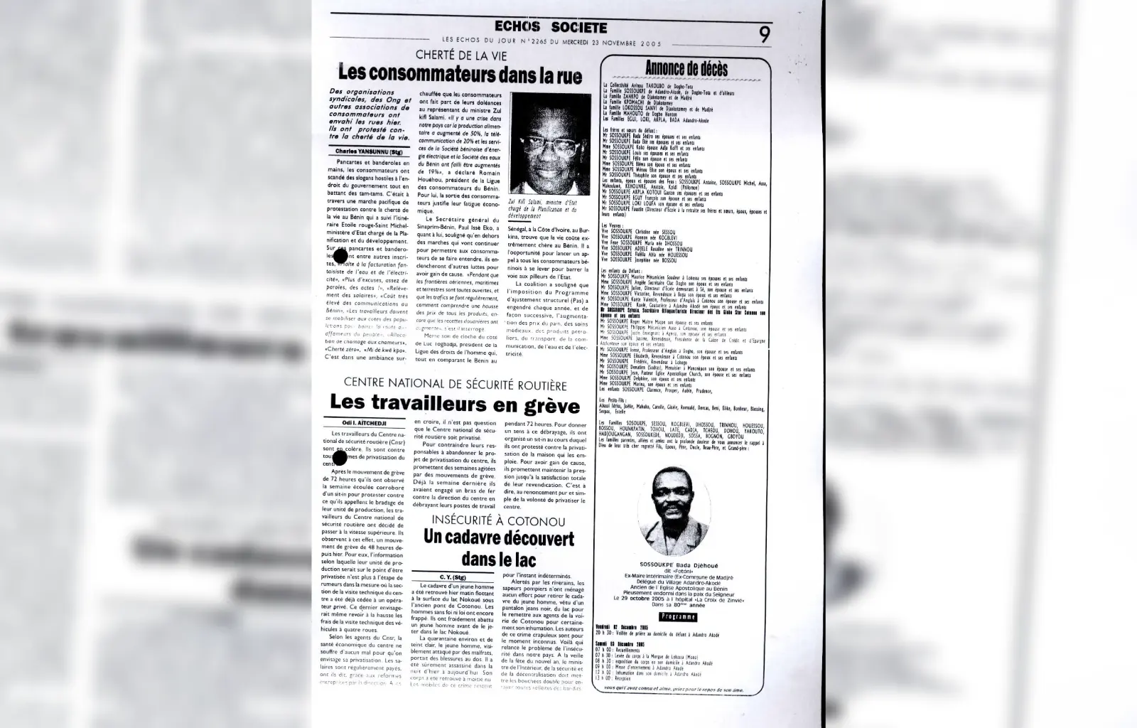 Les echos du jour n2265 du mercredi 23 novembre 2005