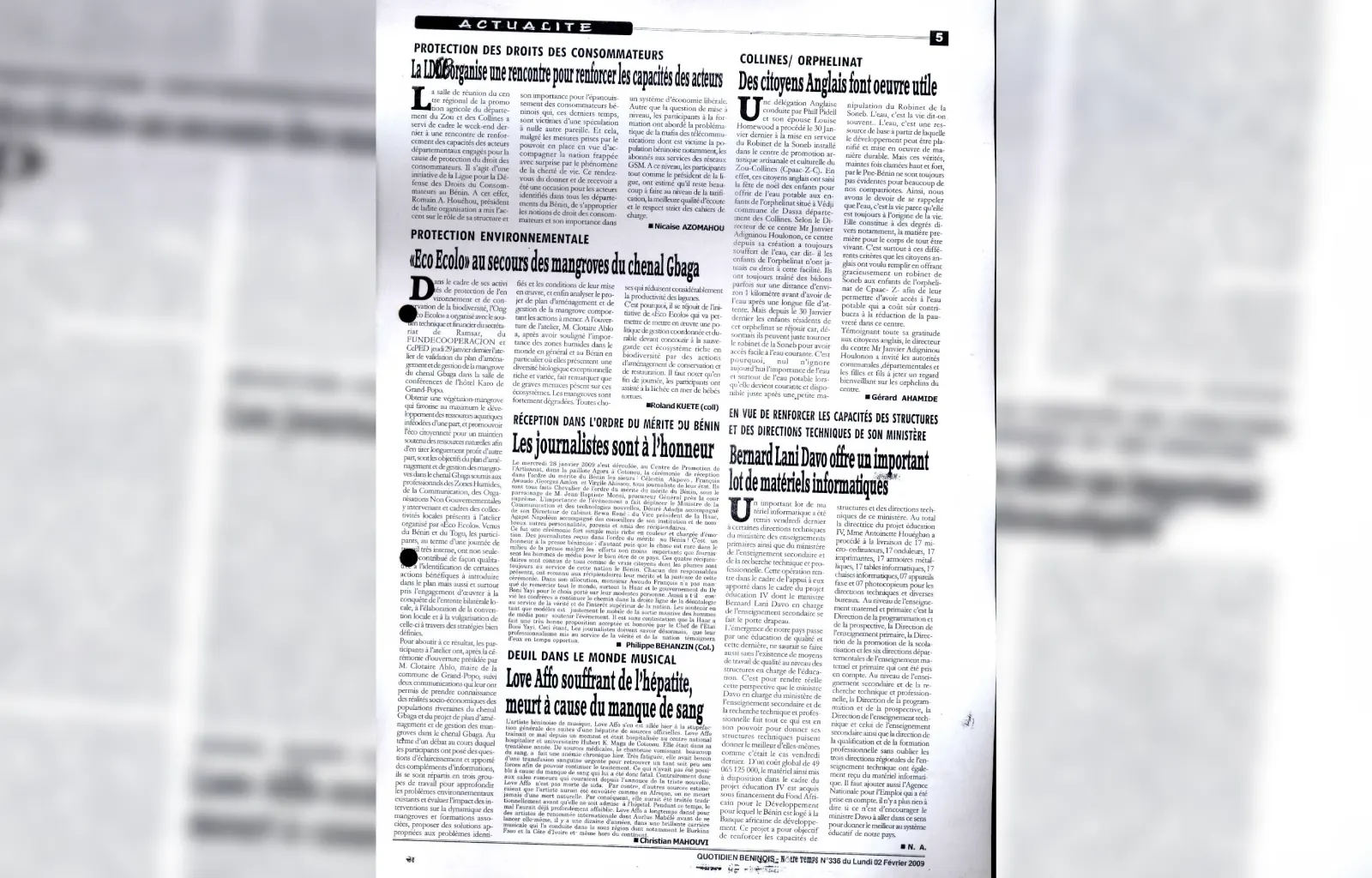 Notre temps n336 du lundi 02 fevrier 2009