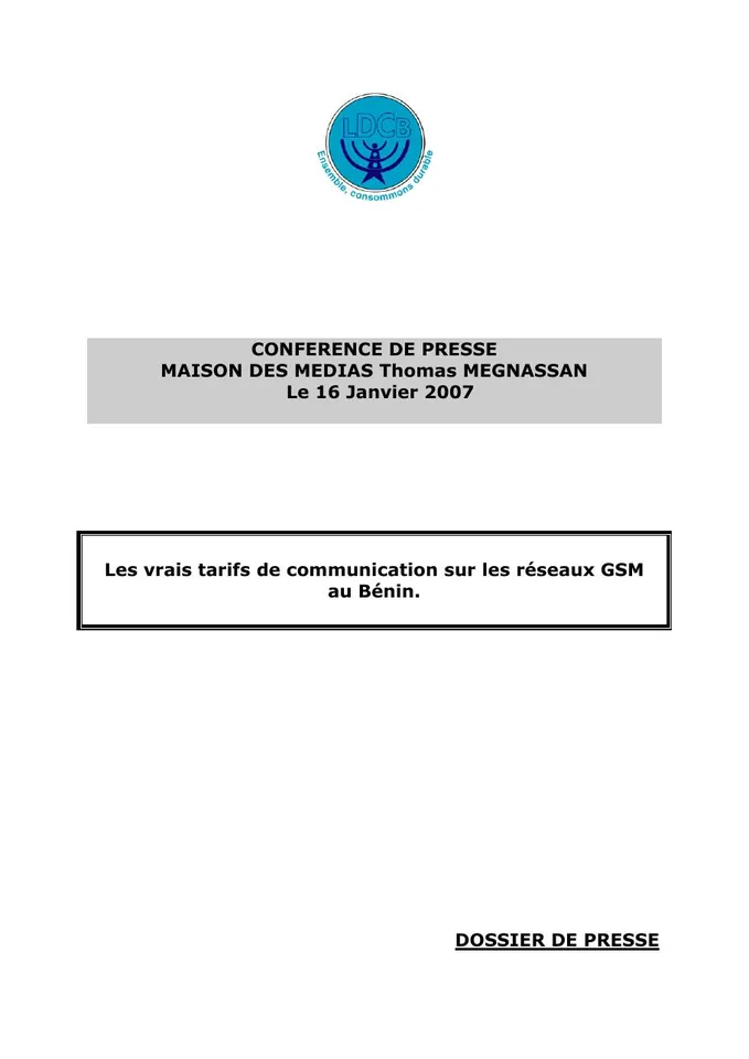 Première page — Sur les vrais tarifs de com GSM 16 janvier 2007