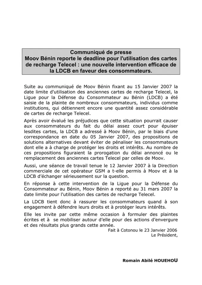 Première page — Cartes télécel